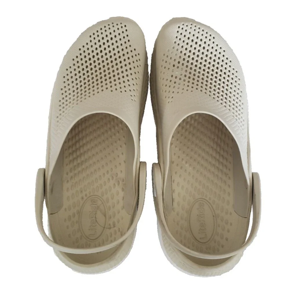 Crocs LiteRide 360 Clogs Men's Sz 9 Women's Sz 11 Beige Slip-on Comfort Sandals